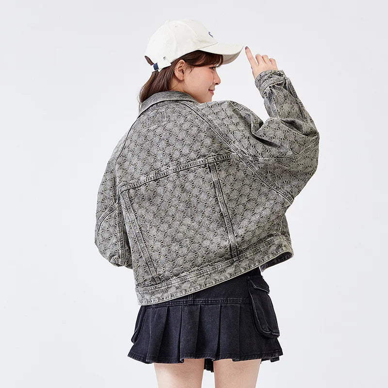 Semir Denim Jacket Women Bat Sleeve Raglan Sleeves 2023 Spring Loose Vintage Jacket Lapel