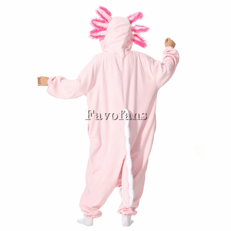 Adult Halloween Onesie Cartoon Axolotl Pajamas For Women Animal Kigurumi Pyjamas Homewear Cosplay Party Costume