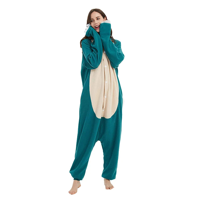 Pokemon Onesie Snorlax Cosplay Costume Christmas Pajamas Fleece Women One-Piece Kigurumi Full Body Pijama Anime Whole Clothes