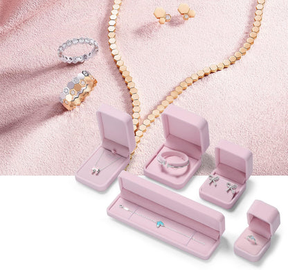 Premium Velvet Earring Gift Box Pink Jewelry Storage Case Showcase Display