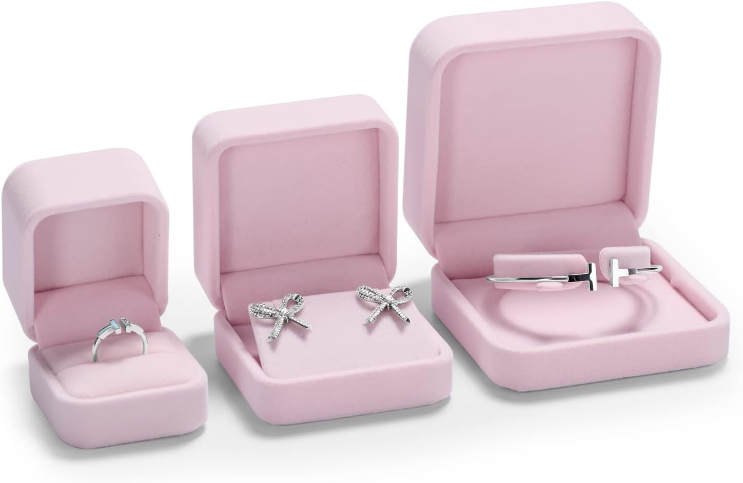 Premium Velvet Earring Gift Box Pink Jewelry Storage Case Showcase Display